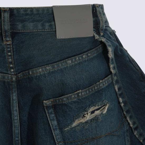  발렌시아가 데님 숏팬츠 다크 블루 코튼 쇼츠 - BALENCIAGA