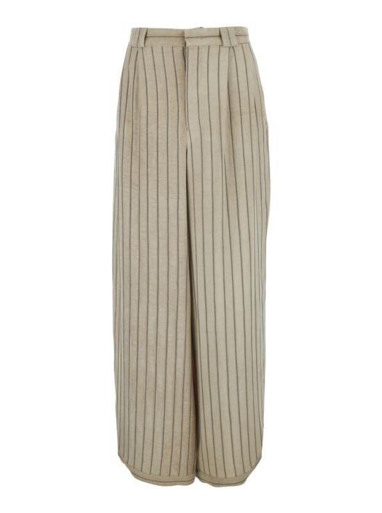  엠포리오 아르마니 스트레이트 팬츠 핀스트라이프 비스코스 팬츠 베이지