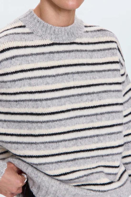  피스톨라 스웨터 한나 오버사이즈  그레이 화이트 스트라이프 - PISTOLA