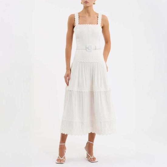  레베카 밸런스 롱 원피스 칼리아 미디 드레스 화이트
