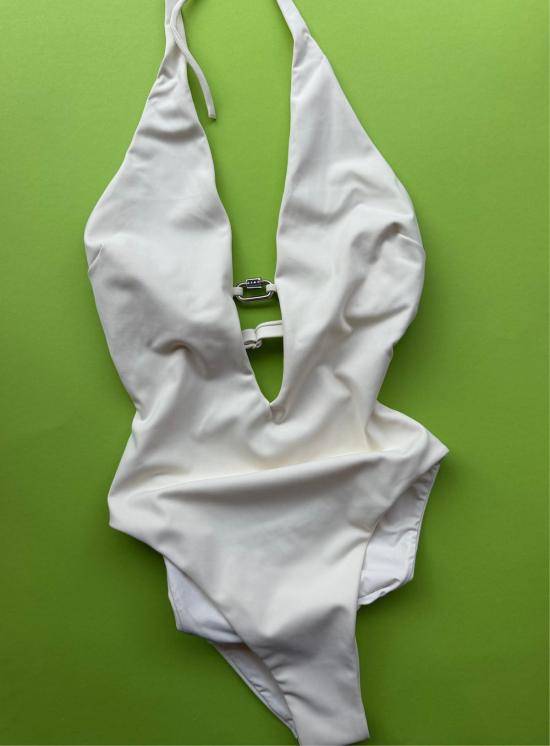  Ziah 원피스 수영복 지아 플런지 홀터  에크루