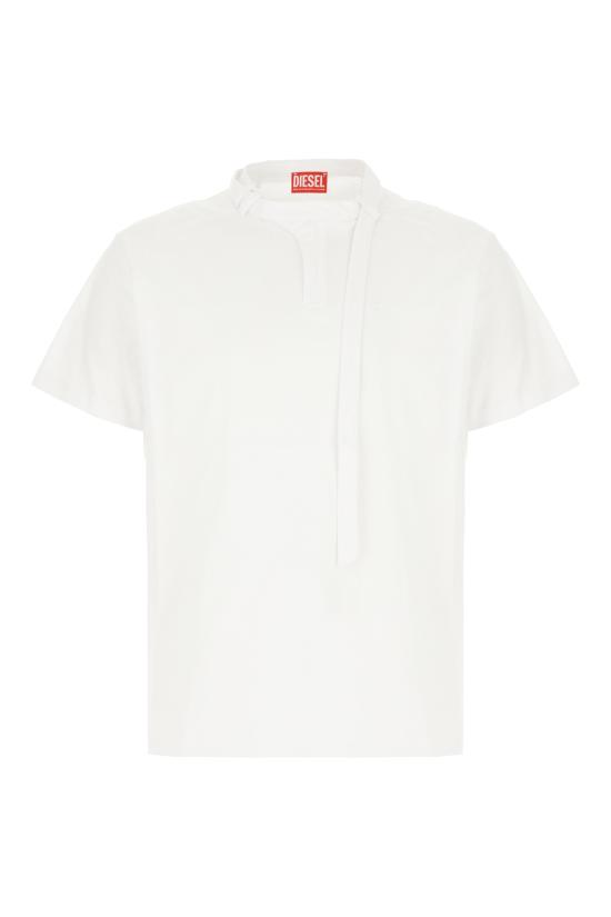 26SS 디젤 T-KAUKO 바이커 넥 스트랩 티셔츠 A229800DECG 100 WHITE