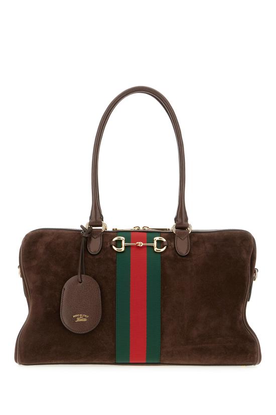 26SS 구찌 보르세토 스웨이드 라지 보스턴백 866734AAGIR 2146 Marrone