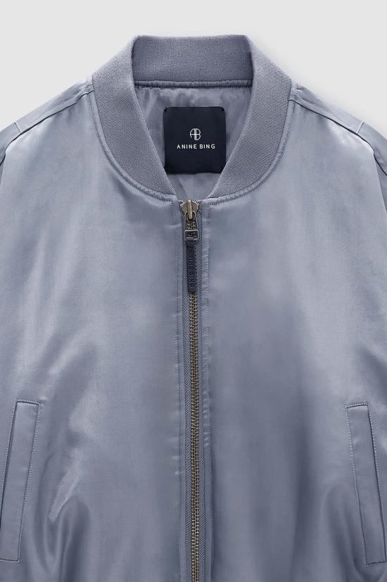  애니빙 데님 자켓 아니네 빙 크롭 레온 봄버 재킷 다크 그레이 - ANINE BING