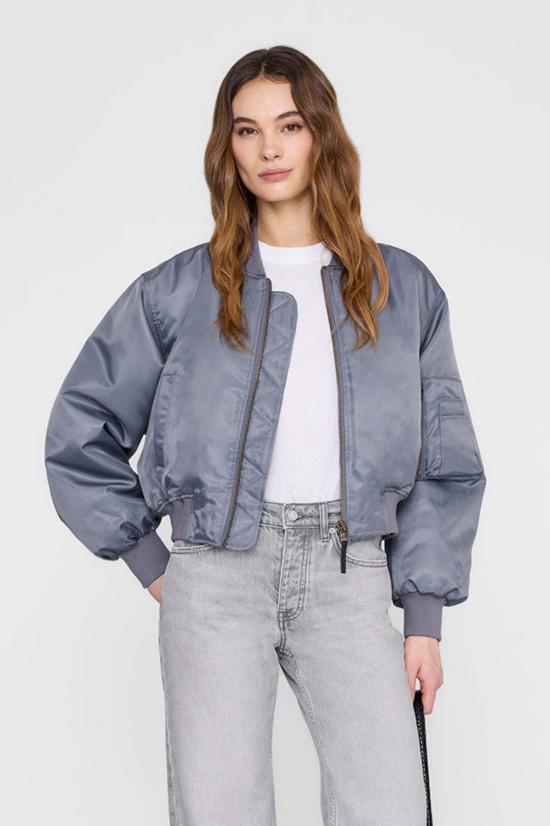  애니빙 데님 자켓 아니네 빙 크롭 레온 봄버 재킷 다크 그레이