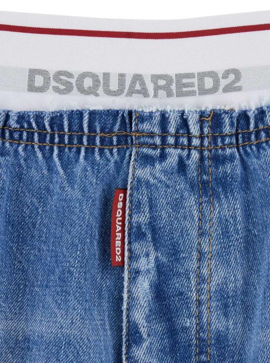  디스퀘어드2 데님 숏팬츠 Dsquared2 로고 엘라스틱 데님 반바지 블루 - DSQUARED2