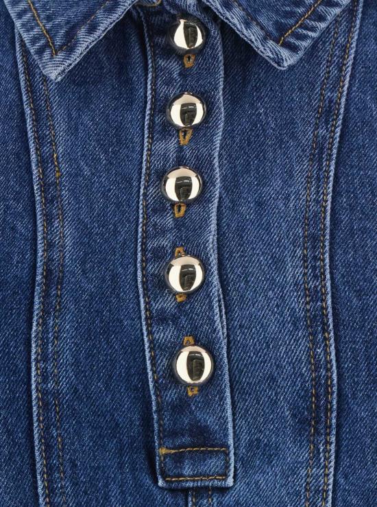  셀프 포트레이트 데님 원피스 데님 브로더리 드레스 (자수 디테일, 블루) - SELF PORTRAIT