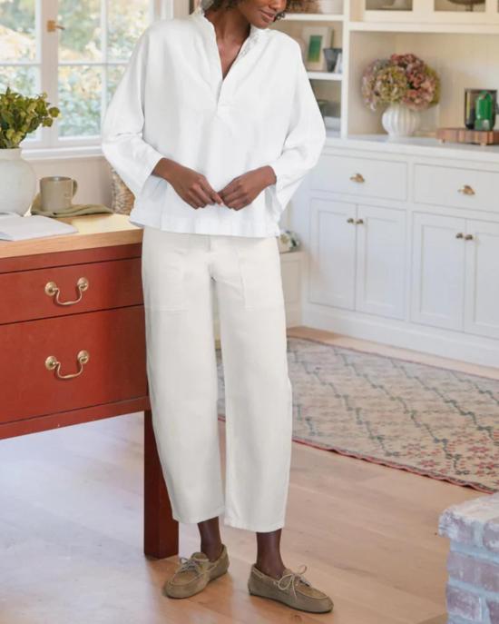  프랭크 앤 에일린 크롭 팬츠 프랭크 & 아일린 브레이 에브리데이 배럴 팬츠 초크 - FRANK & EILEEN