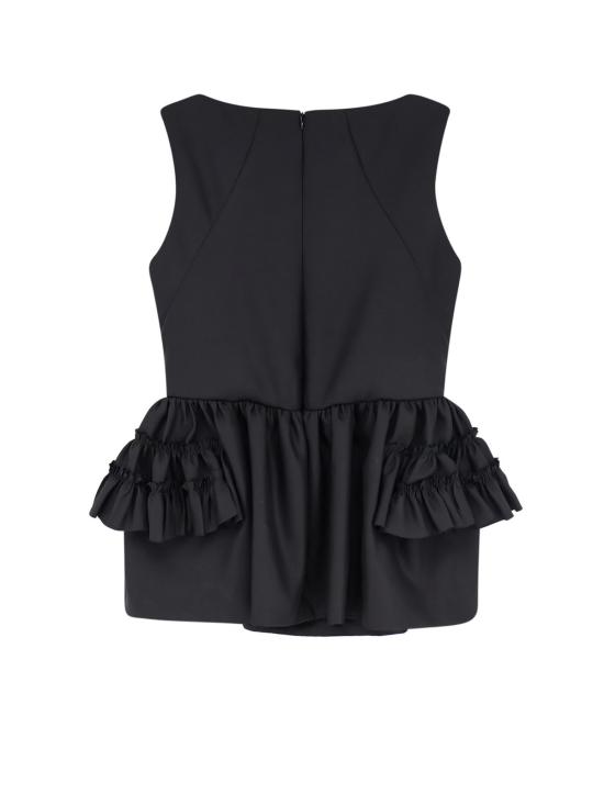  드리스 반 노튼 민소매 티셔츠 드리스 반 노텐 케이시 울 앤 실크 탑 블랙 - DRIES VAN NOTEN