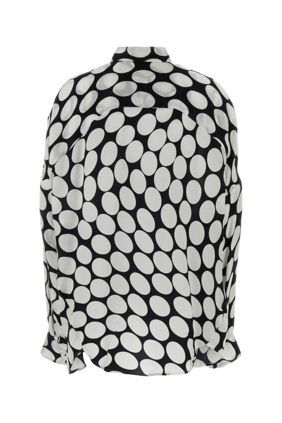  드리스 반 노튼 블라우스 드리스 반 노텐 프린트 새틴 오버사이즈 카시아 셔츠 블랙 - DRIES VAN NOTEN