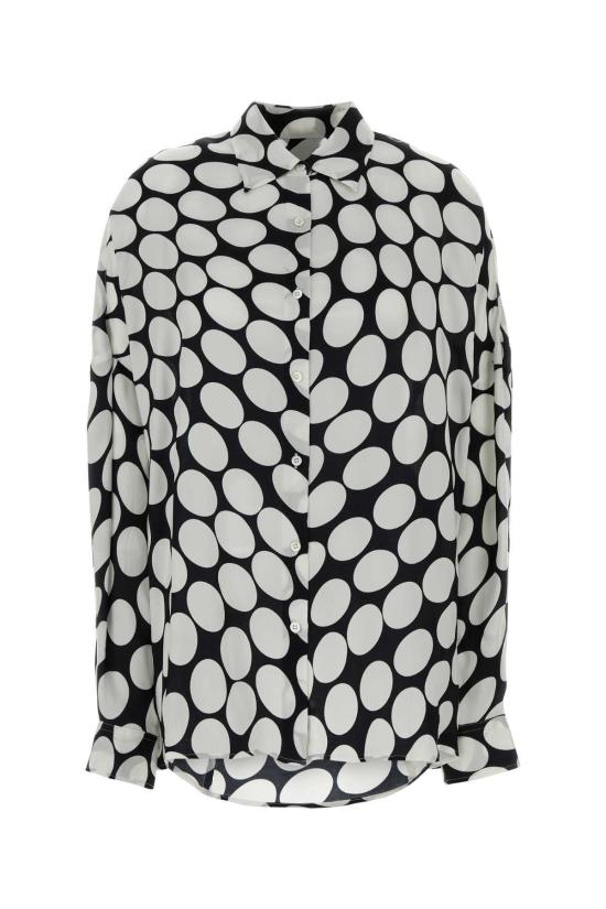  드리스 반 노튼 블라우스 드리스 반 노텐 프린트 새틴 오버사이즈 카시아 셔츠 블랙