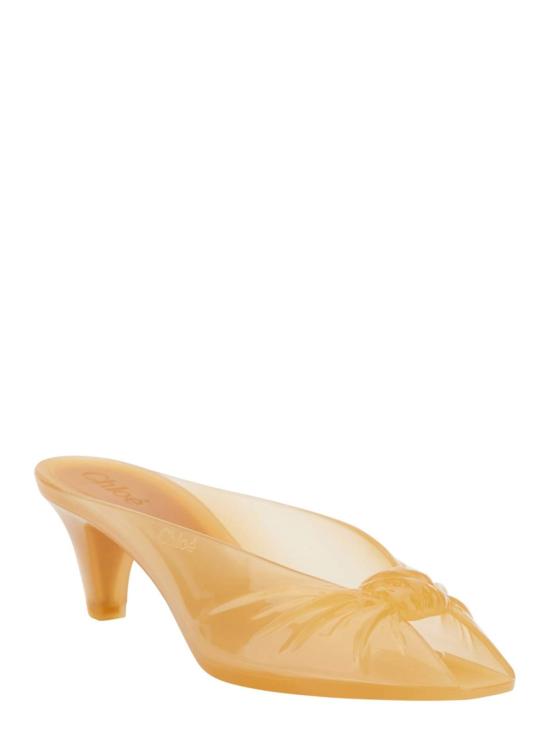  끌로에 뮬/슬리퍼 아지아 , 샴페인 글리터 가죽 소재에 형태가 잡힌 스트랩 디자인 - CHLOE