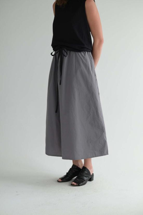  샤 롱 스커트 투 포켓 스커트 미디엄 롱