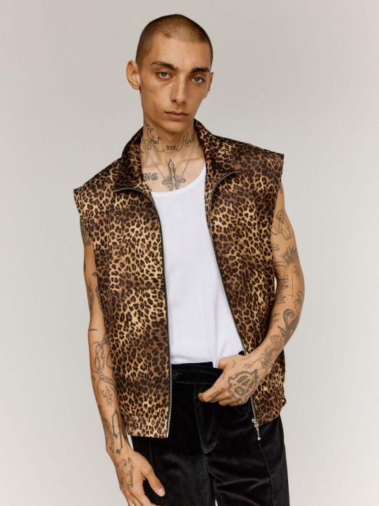  어니스트 더블유 베이커 베스트 어니스트 W. 베이커 치타 비스코스 민소매 트랙 재킷