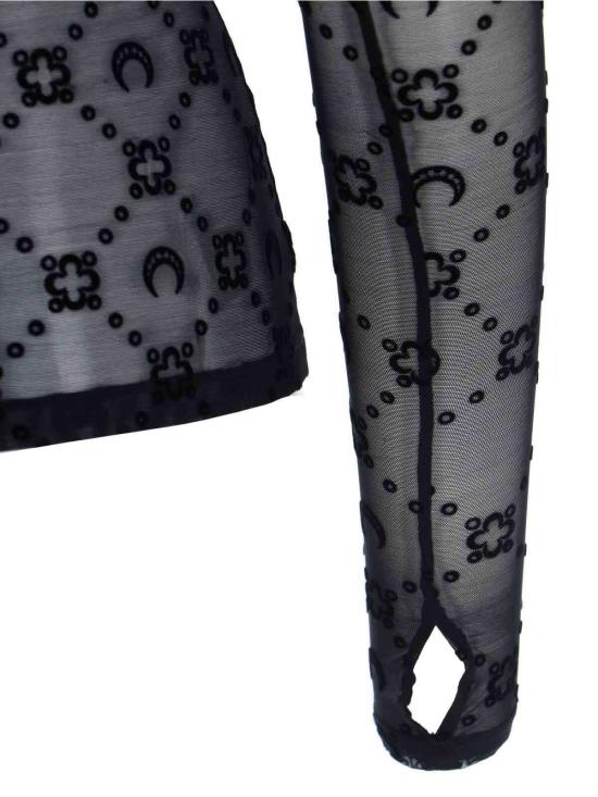  마린세르 긴팔 티셔츠 마린 세르 무노그램 메쉬 플록 탑 블랙 - MARINE SERRE