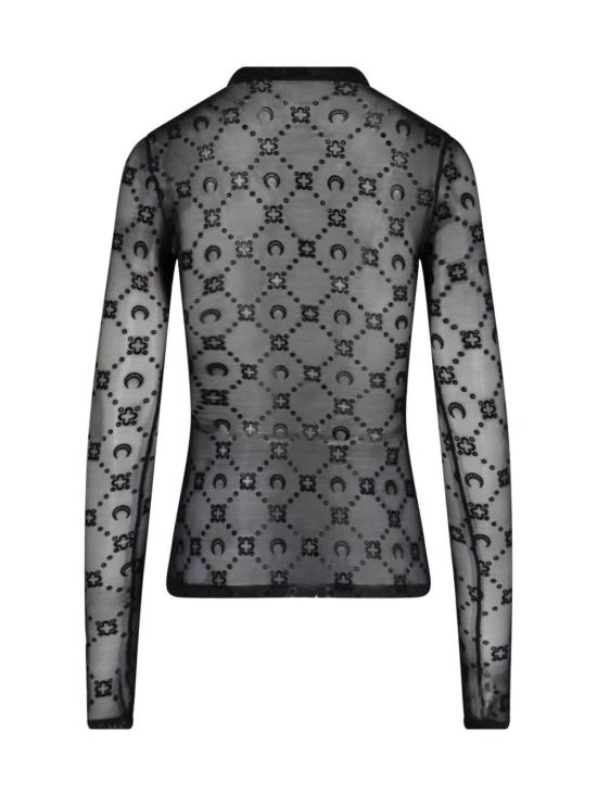  마린세르 긴팔 티셔츠 마린 세르 무노그램 메쉬 플록 탑 블랙 - MARINE SERRE