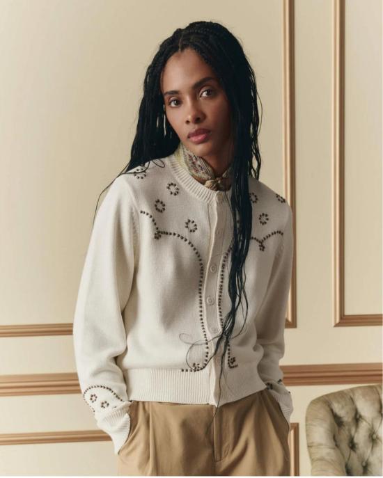  더 그레이트 가디건 . 스터드 장식  내추럴 - THE GREAT