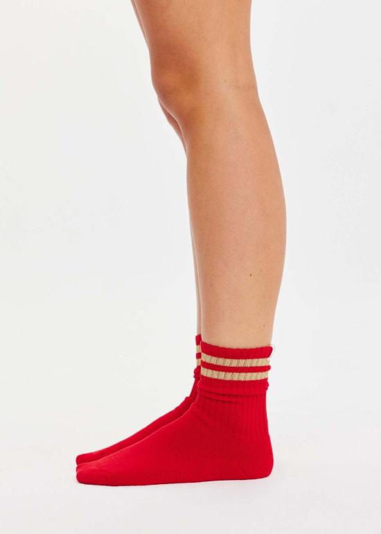  더 업사이드 양말 업사이드 큐리오 크루 삭 체리 레드 - THE UPSIDE