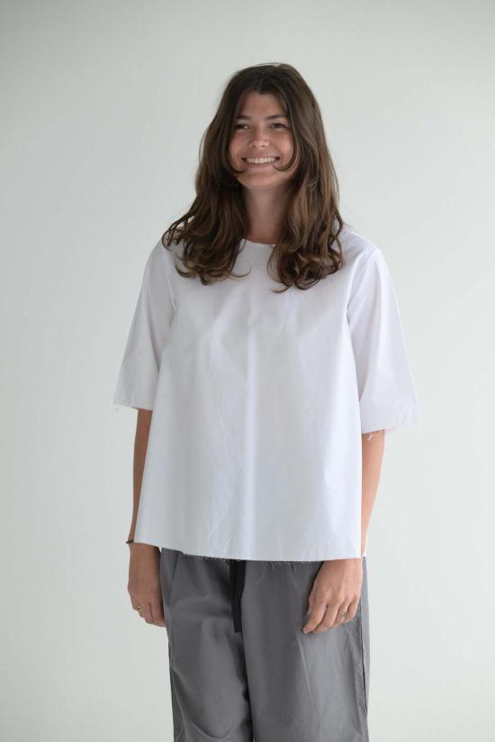  SCHA 블라우스 샤 V 백 팔꿈치 길이 소매 탑 - OTHER BRANDS