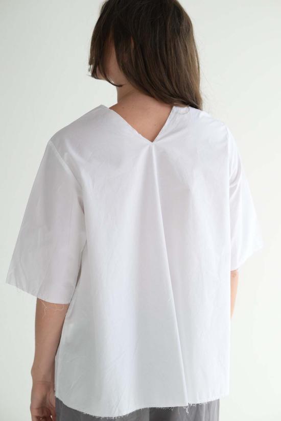  SCHA 블라우스 샤 V 백 팔꿈치 길이 소매 탑 - OTHER BRANDS