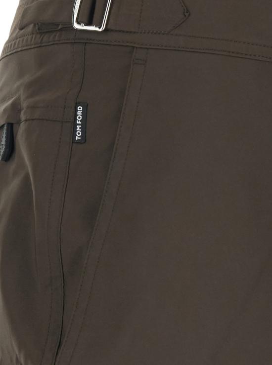  톰포드 숏팬츠 톰 포드 마이크로 컴팩트 포플린 방수 수영 반바지 브라운 - TOMFORD