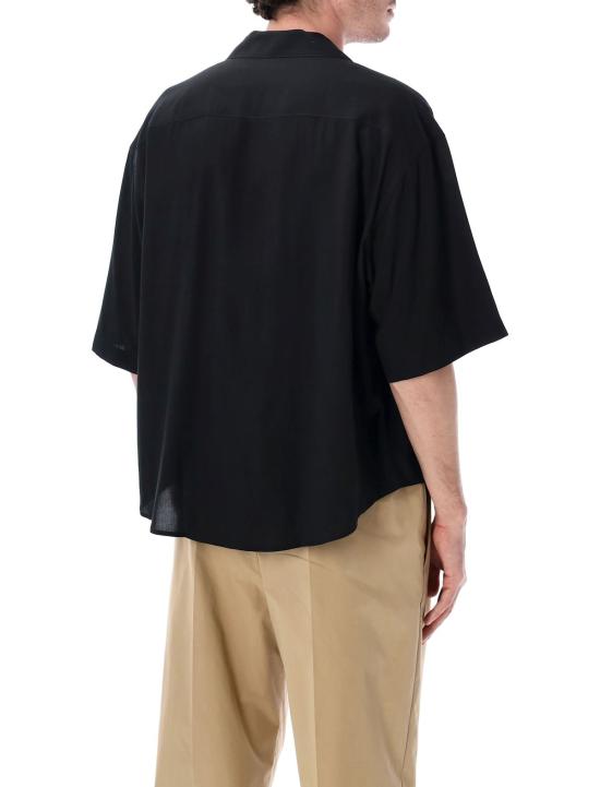  아미 반팔 셔츠 알렉상드르 마티우시 실크 반팔 셔츠 블랙 - AMI