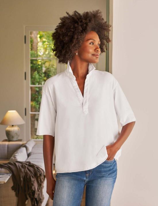  프랭크 앤 에일린 폴로 티셔츠 프랭크 & 아일린 패티 포포버 헨리 탑 화이트 - FRANK & EILEEN