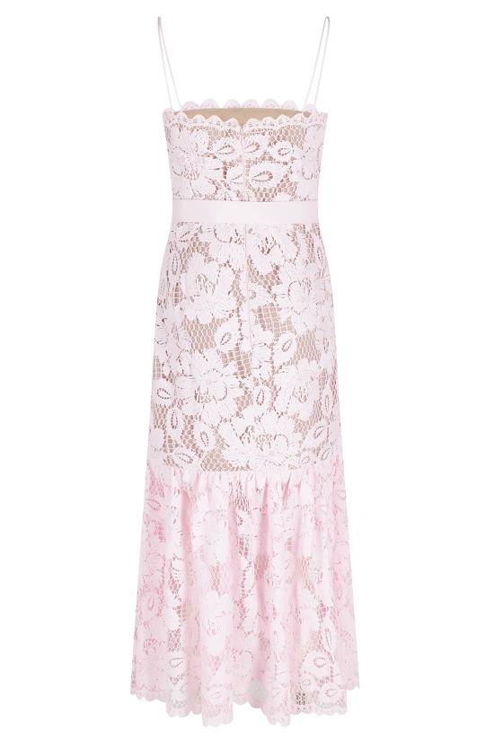  셀프 포트레이트 롱 원피스 레이스 미디 드레스 핑크 - SELF PORTRAIT