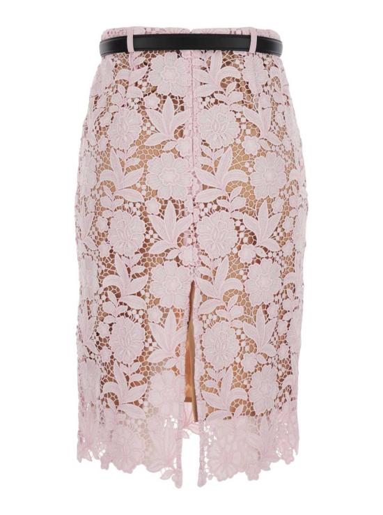  셀프 포트레이트 미디 스커트 핑크 레이스 드레스 - SELF PORTRAIT