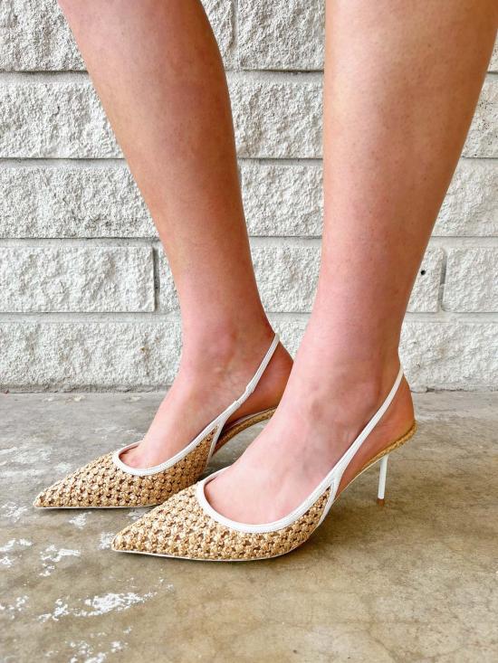  파리텍사스 힐/펌프스 파리 텍사스 리디아 슬링백 70 슈즈 스트로 내추럴 - PARIS TEXAS