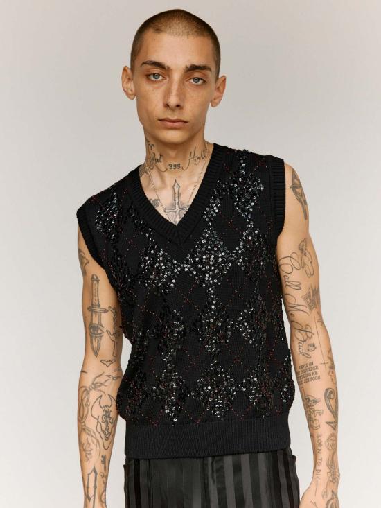  어니스트 더블유 베이커 니트 베스트 어니스트 W. 베이커 울 핸드메이드 아가일