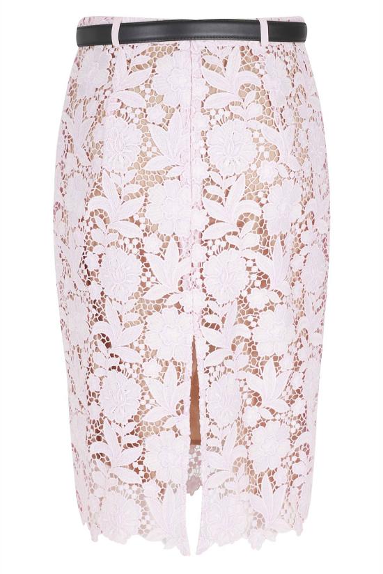  셀프 포트레이트 미디 스커트 레이스 미디 스커트 핑크 - SELF PORTRAIT