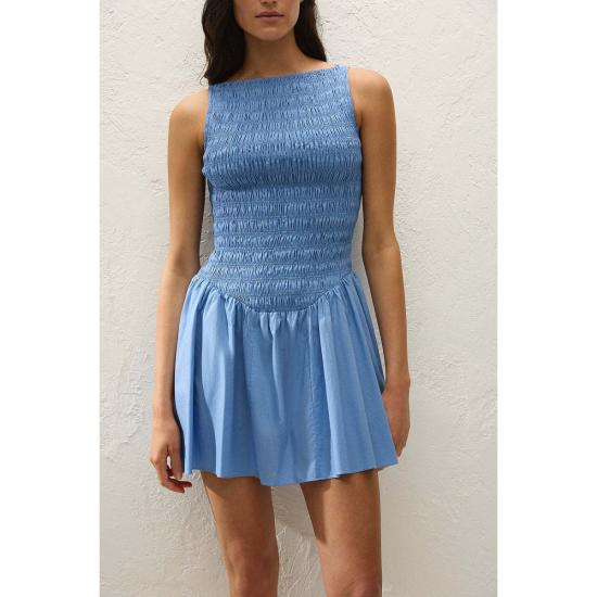  페이스풀더브랜드 숏 원피스 페이스풀 더 브랜드 마티나 미니 드레스 베니스 블루 - FAITHFULL THE BRAND