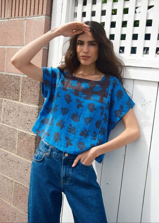  에이스 앤 지그 블라우스 프루던스 탑 아주르