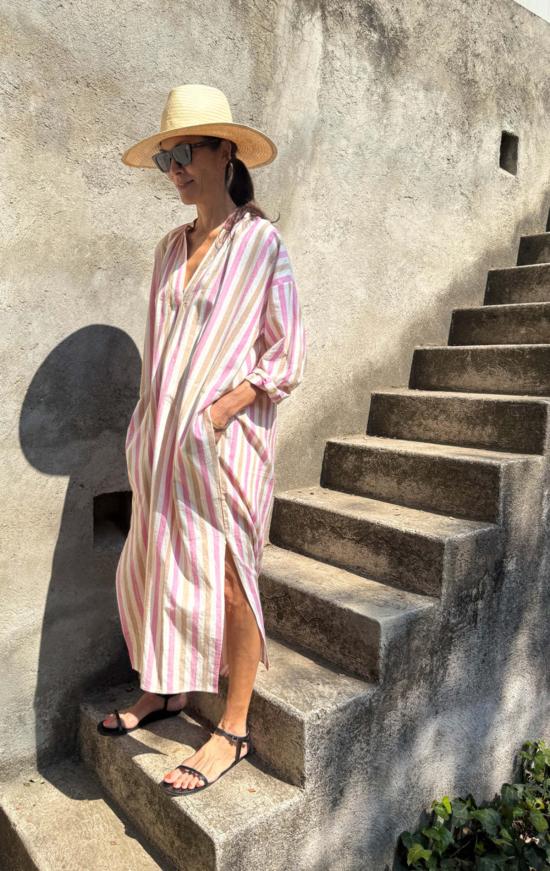  투 롱 원피스 시크 스트라이프 롱 카프탄 - TWO