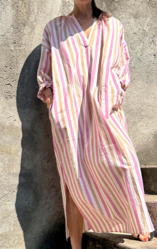  투 롱 원피스 시크 스트라이프 롱 카프탄 - TWO