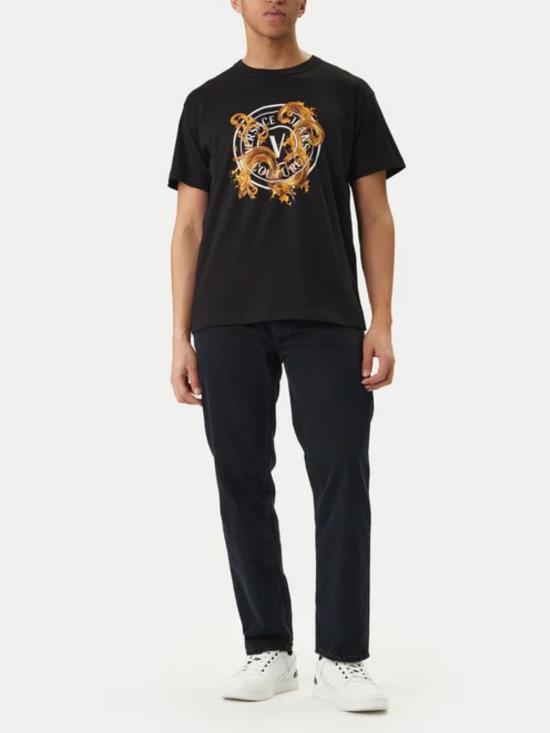 26SS 베르사체 반팔 티셔츠 80GAHE01 CJ00E G89 BLACK GOLD DOM - VERSACE