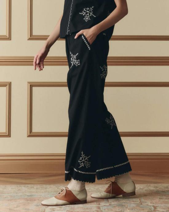  더 그레이트 팔라초 팬츠 . 위켄드 팬츠 블랙 - THE GREAT