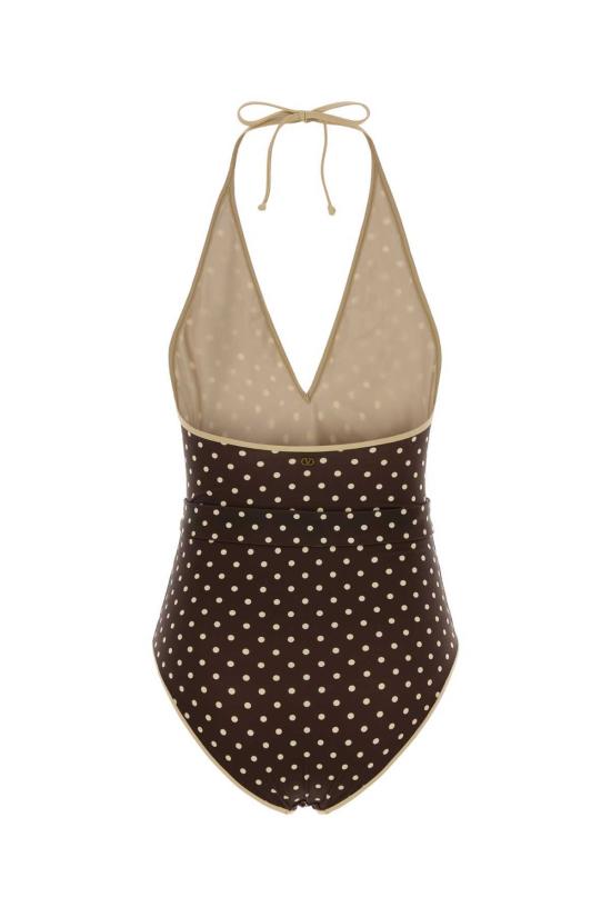  발렌티노 가라바니 원피스 수영복 프린트 스트레치 나일론 수영복 딥 초콜릿 베툴라 - VALENTINO GARAVANI