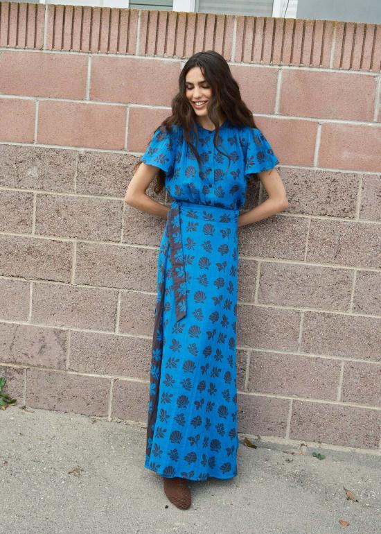  에이스 앤 지그 롱 원피스 에이스앤지그 상그리아 스커트 아주르