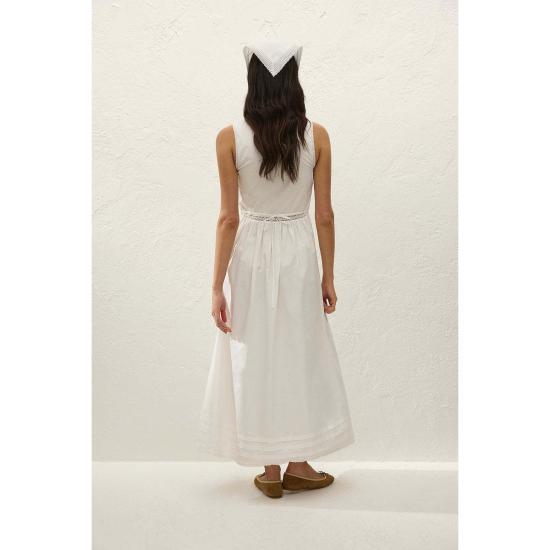  페이스풀더브랜드 롱 원피스 페이스풀 더 브랜드 피오라 미디 드레스 프레스코 레이스 화이트 - FAITHFULL THE BRAND