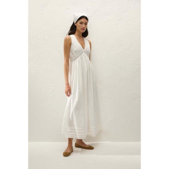  페이스풀더브랜드 롱 원피스 페이스풀 더 브랜드 피오라 미디 드레스 프레스코 레이스 화이트 - FAITHFULL THE BRAND