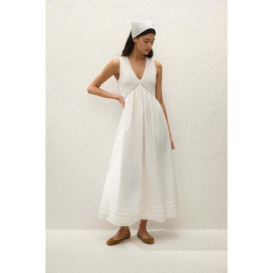  페이스풀더브랜드 롱 원피스 페이스풀 더 브랜드 피오라 미디 드레스 프레스코 레이스 화이트