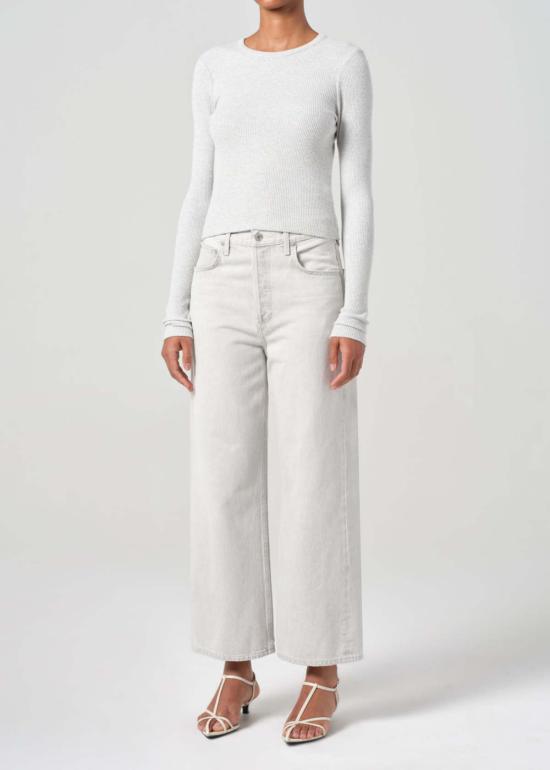  에이골디 긴팔 티셔츠 아골데 알마 슈렁큰 크루넥 탑 - AGOLDE