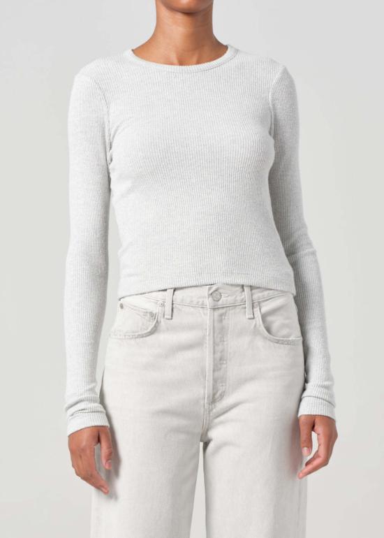  에이골디 긴팔 티셔츠 아골데 알마 슈렁큰 크루넥 탑 - AGOLDE