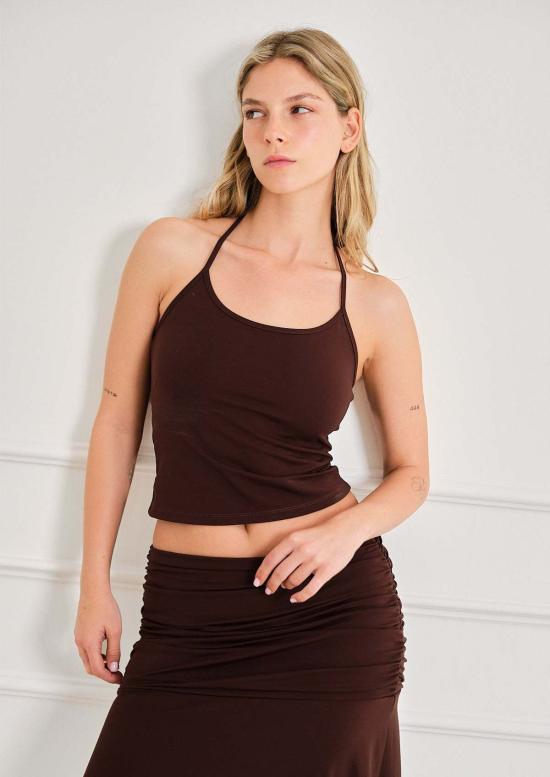  더 엔케이씨 스토어 민소매 티셔츠 Nkc Store 그레스카 초콜릿 탑 - The NKC Store