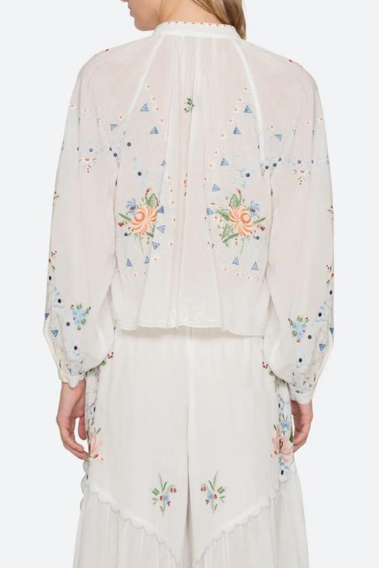  씨뉴욕 블라우스 Sea Ny Serafina 자수 긴팔 상의 크림색 - SEA NY