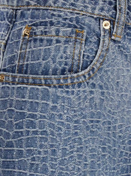  셀프 포트레이트 데님 팬츠 와이드 라인스톤 크록 이펙트 진 블루 - SELF PORTRAIT