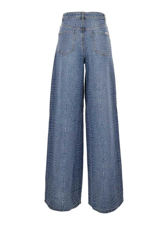  셀프 포트레이트 데님 팬츠 와이드 라인스톤 크록 이펙트 진 블루 - SELF PORTRAIT