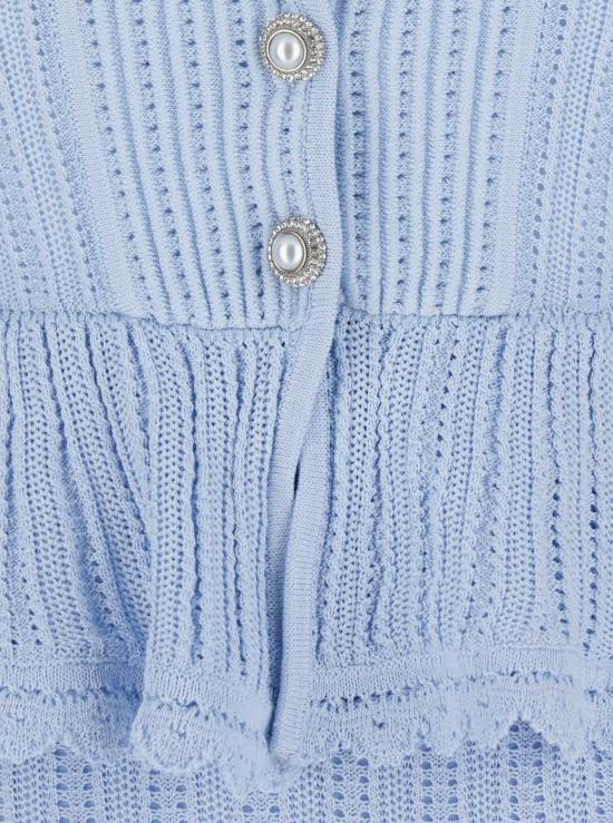  셀프 포트레이트 숏 원피스 블루 포인트엘 페플럼 니트 드레스 블루 - SELF PORTRAIT